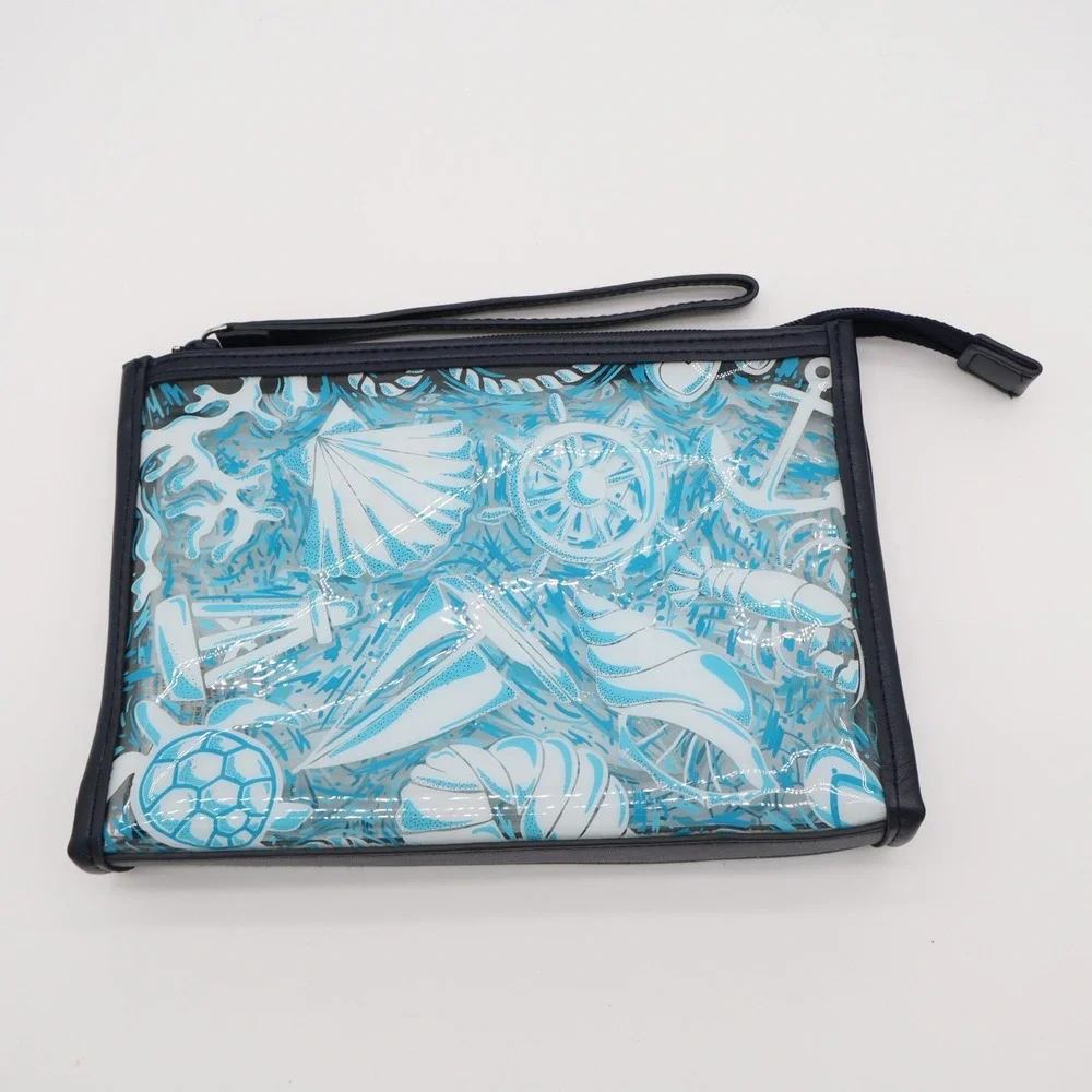Vera Bradley Clear Beach Womens Wristlet Wallet Blue Sea Shells Distinctive - Picture 3 of 7